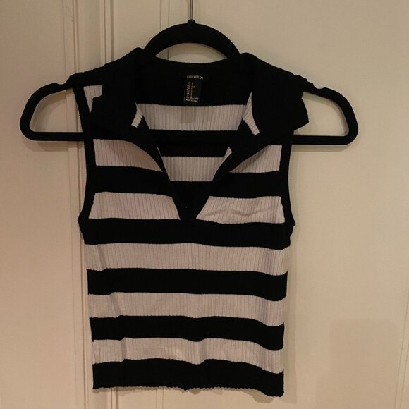Forever 21 Striped Collared Tank Top - Picture 1 of 3